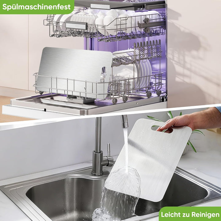 3 Stück Titan Schneidebrett, Edelstahl Titanium Cutting Board Doppelseitiges Lebensmittel Grade Schn