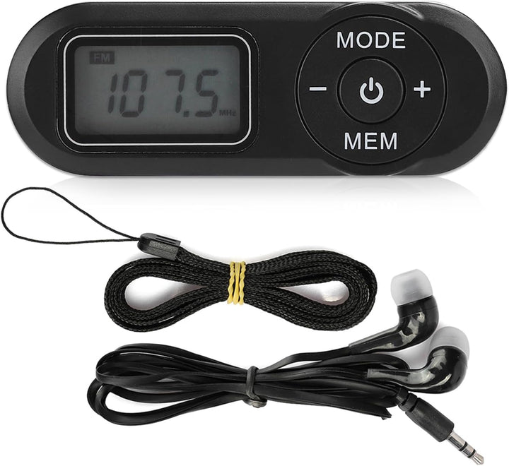 UKW-Radio, Tragbarer -1,1-Zoll-LCD-Digital-UKW-Radio-Musik-Player Schwarz mit Kopfhörer