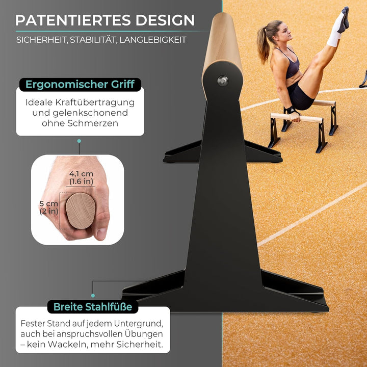 PULLUP & DIP Holz Parallettes, Low oder Medium Minibarren Handstand Barren mit ergonomischem Holz Gr
