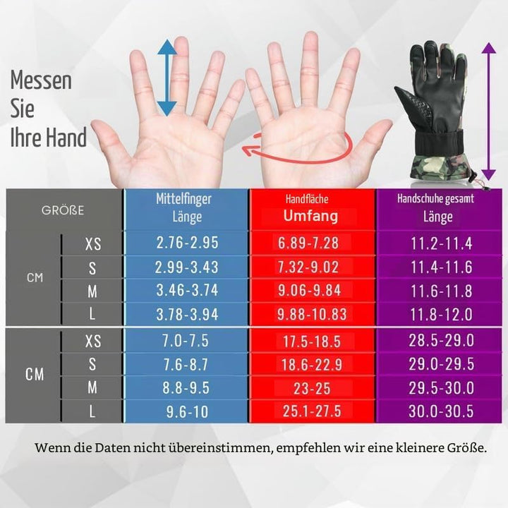 devembr Skihandschuhe mit Handgelenkschützern, Warme Snowboardhandschuhe für Herren und Damen (XS/S/