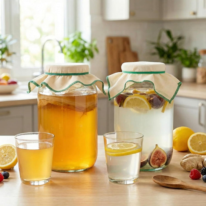 Grosses Kristall-Fermentierglas 4L – Kombucha Starter Set | Weithals Gärgefäss & Kefir Glas | Ideal