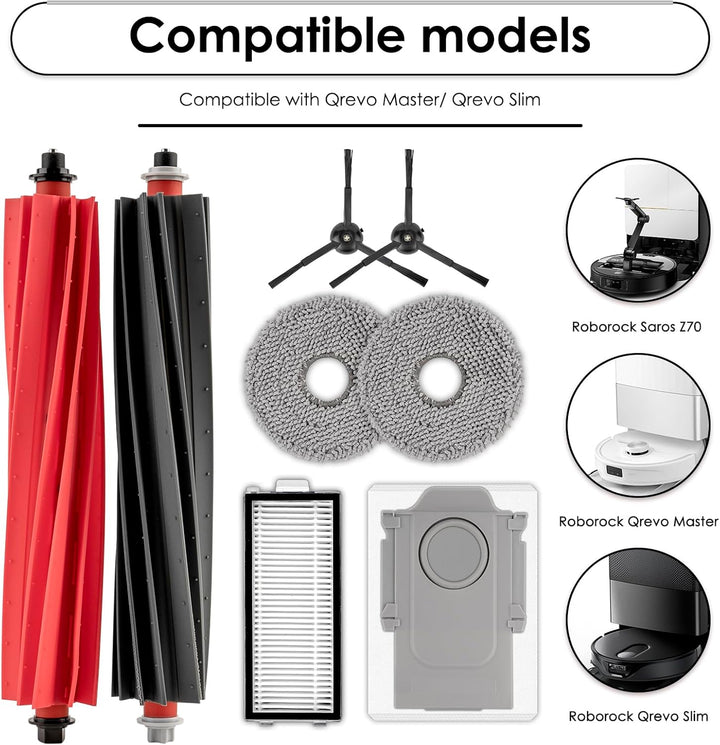 Qrevo Master Ersatzteile kompatibel mit Roborock Qrevo Master/Qrevo Slim Saugroboter, 2 Rollenbürste