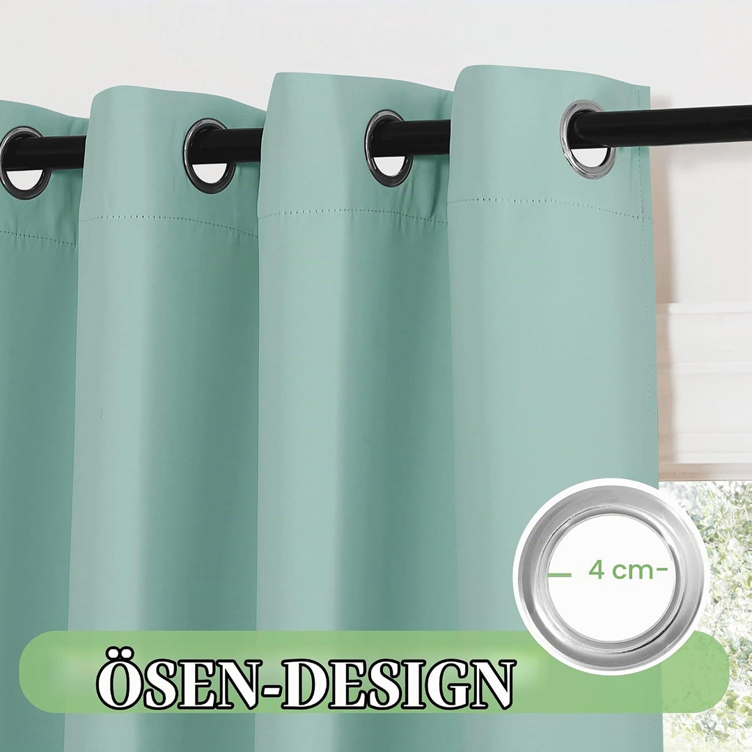 KGORGE Vorhang Grün Blickdicht Ösenvorhang 2er Set Blickdichte Gardinen Wohnzimmer Modern Kurz Verdu