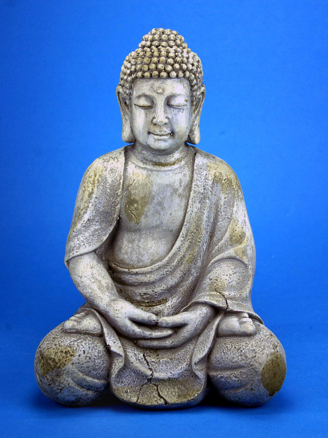 GeKi Trend Buddha Garten Figur 30,5 cm gross frostfest wetterfest grau Antik Stein-Optik Deko