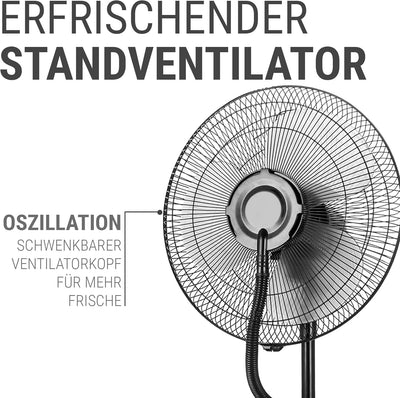 VASNER Ventilator mit Wasserkühlung Cooly leiser Standventilator mit Fernbedienung Timer & Sprühnebe