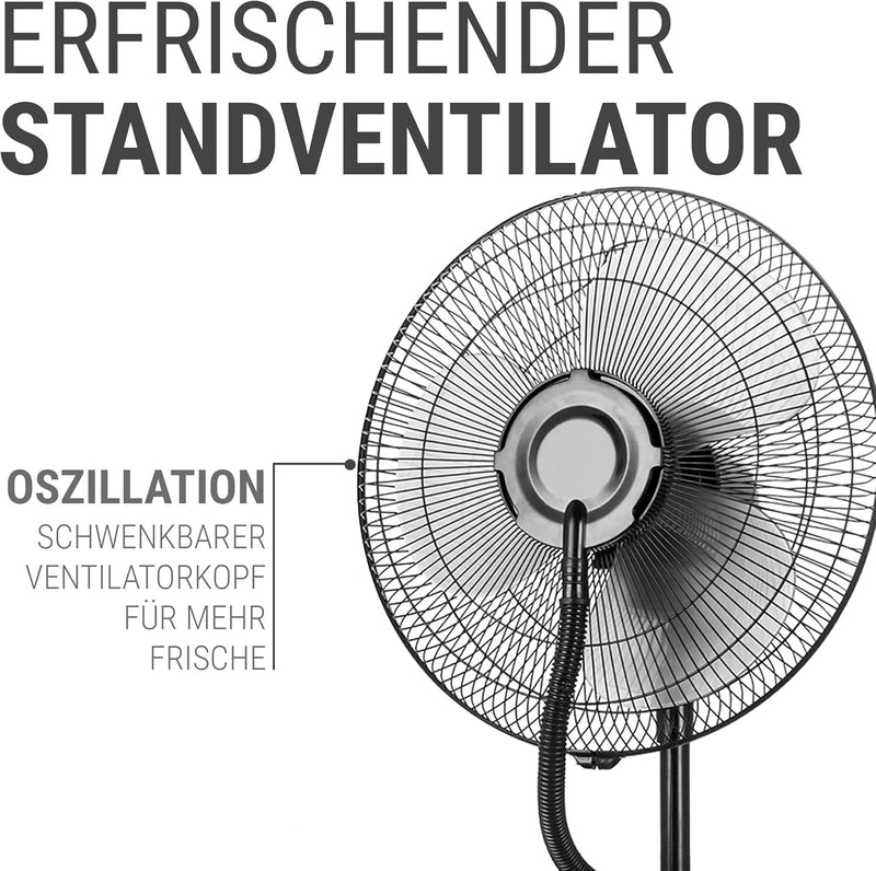 VASNER Ventilator mit Wasserkühlung Cooly leiser Standventilator mit Fernbedienung Timer & Sprühnebe