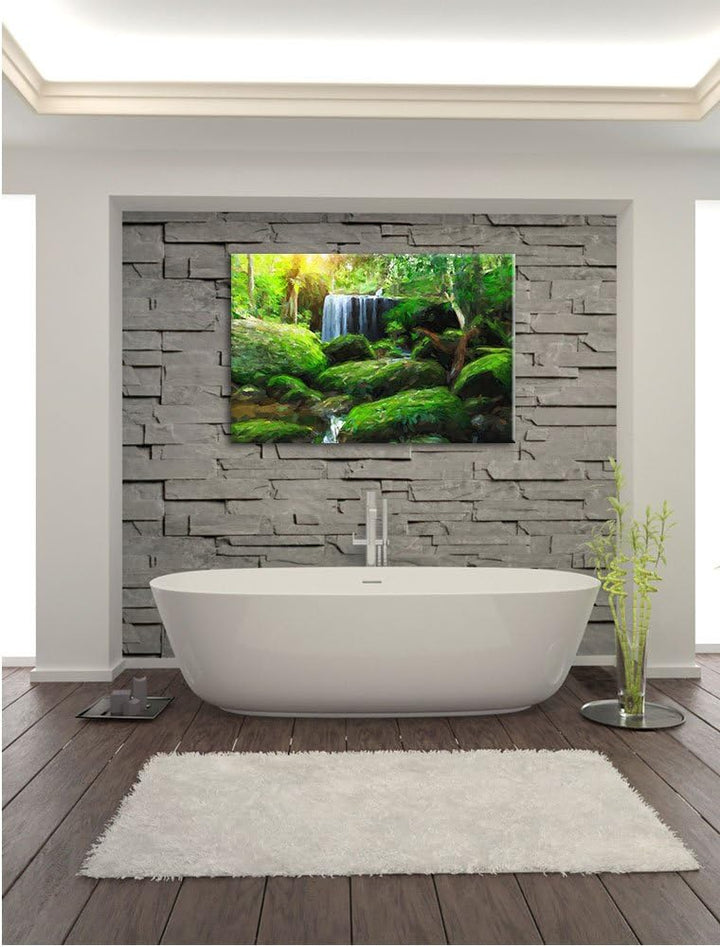 Pixxprint Regenwald in Thailand / 100x70cm Leinwandbild bespannt auf Holzrahmen/Wandbild Kunstdruck