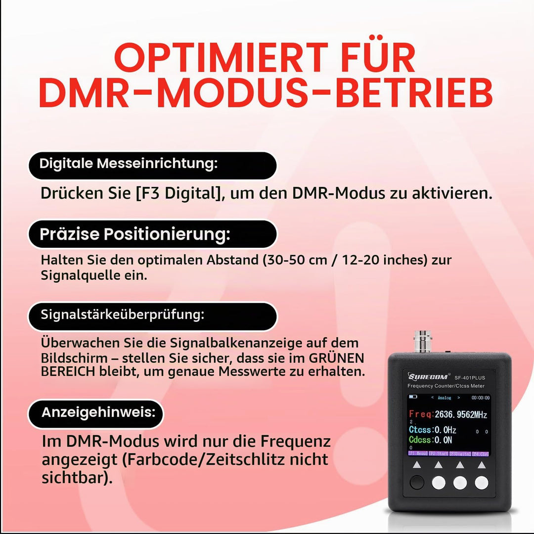 Gam3Gear Surecom SF401 Plus 27Mhz-3000Mhz tragbares Funk-Frequenzzähler-Messgerät mit CTCCSS DCS-Dec