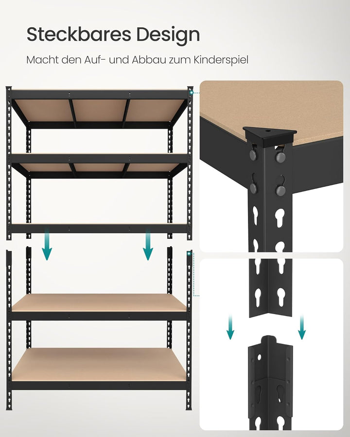SONGMICS Schnelle Montage, Schwerlastregal, Standregal, Lagerregal, Küchenregal, Regal, 5 Ablagen, 6
