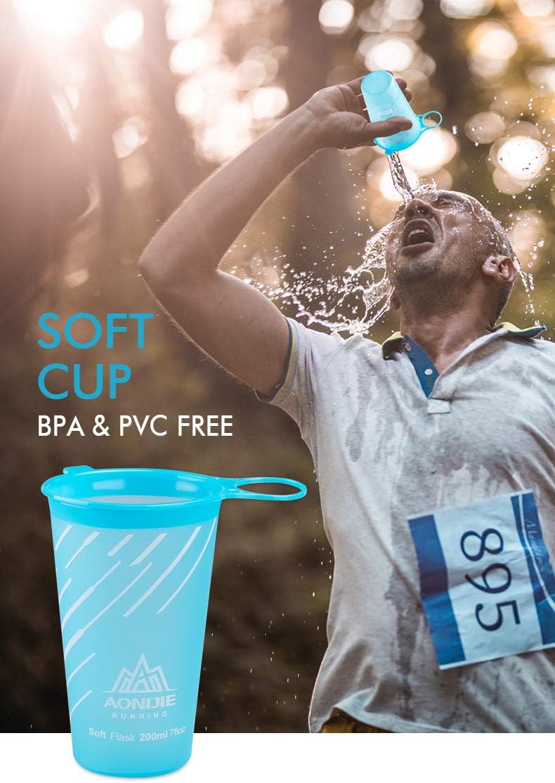 AONIJIE 2 Stück 250ml/350ml/450ml/500ml/600ml Faltbarer BPA frei TPU Trinkflaschen Sportflasche (200
