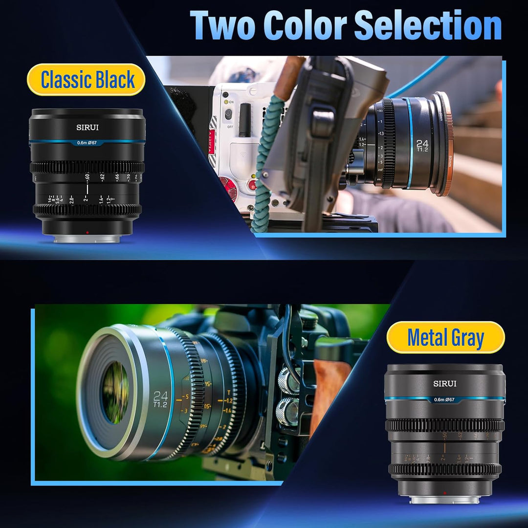 SIRUI Night Walker T1.2 S35 Cine Objektiv-Set, 24 mm, 35 mm, 55 mm, grosse Blende, manueller Fokus (