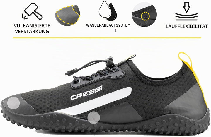 Cressi Sonar Shoes - Unisex Wasserschuh für Erwachsene aus Mikroperforiertes Gewebe Schwarz Gelb 37
