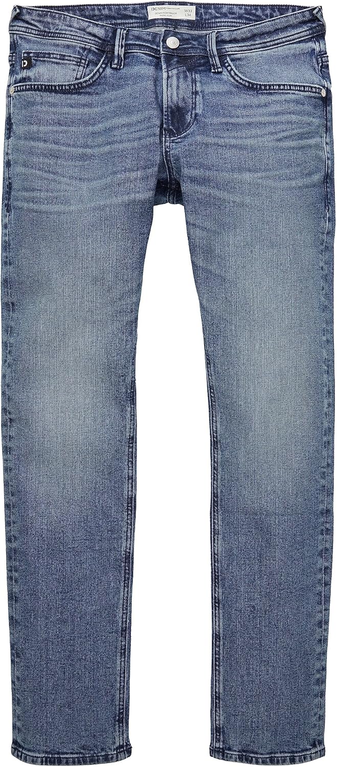 TOM TAILOR Denim Herren Piers Slim Jeans mit Stretch 27W / 32L 10118 - Used Light Stone Blue Denim,
