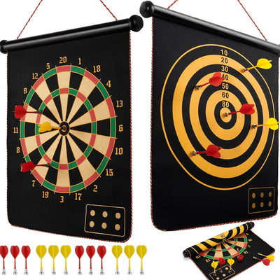 Magnetisch Dartscheibe Kinder mit 12 Sicheren Darts，Doppelseitige Dartboard Geschenke für Kinder 4 5