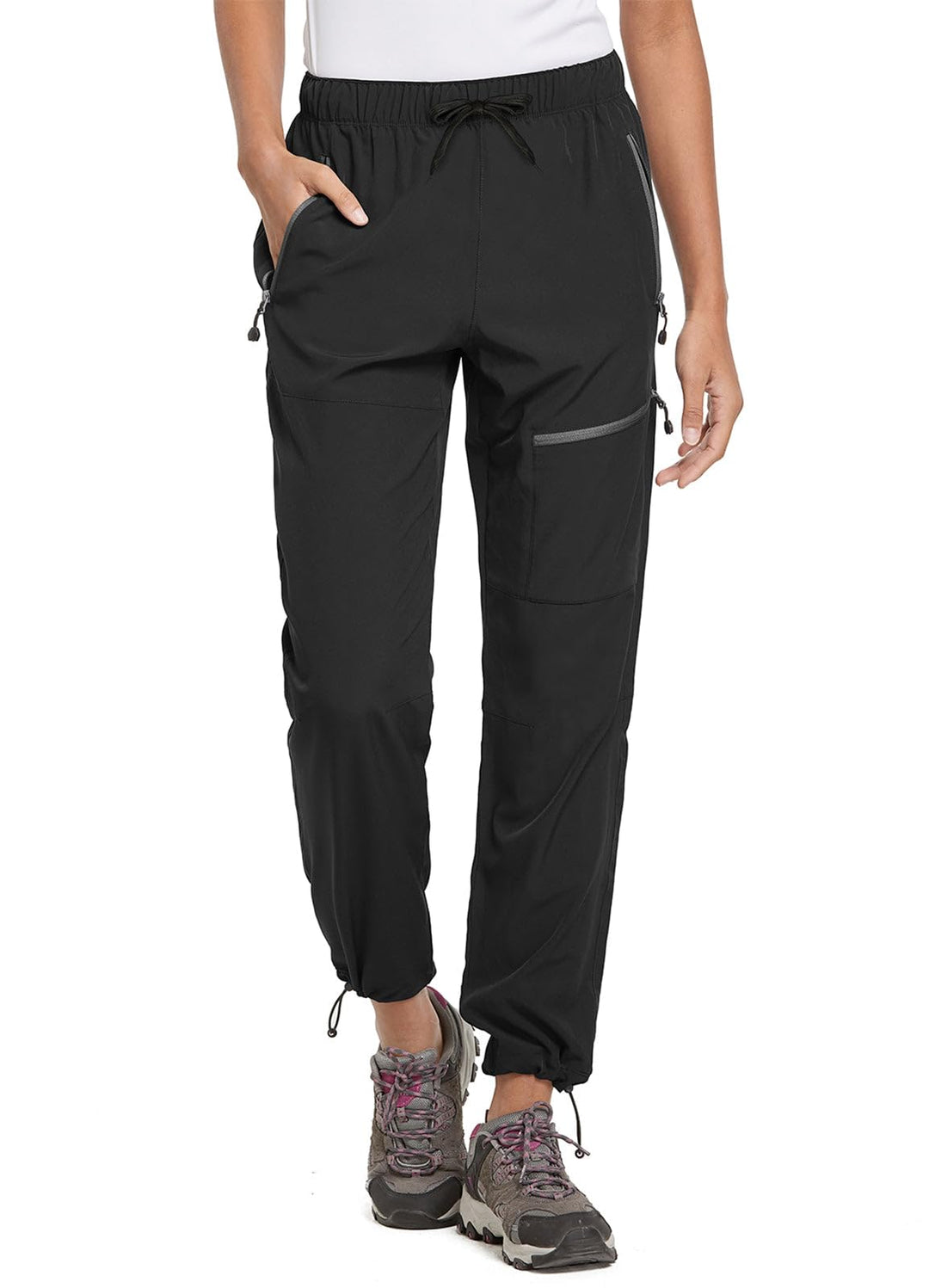 BALEAF Damen Outdoorhose Wanderhose Wasserdicht Schnelltrocknend Leicht Trekkinghose Capris UV Schut