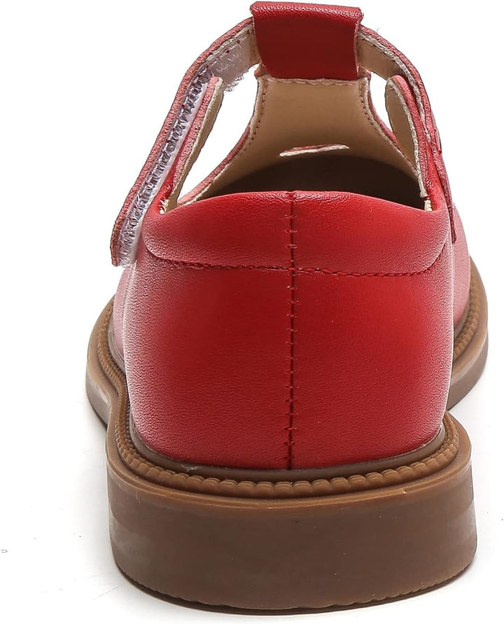 DADAWEN Mädchen Mary Jane Halbschuhe Taufschuhe Geschlossene Ballerinas, Rot