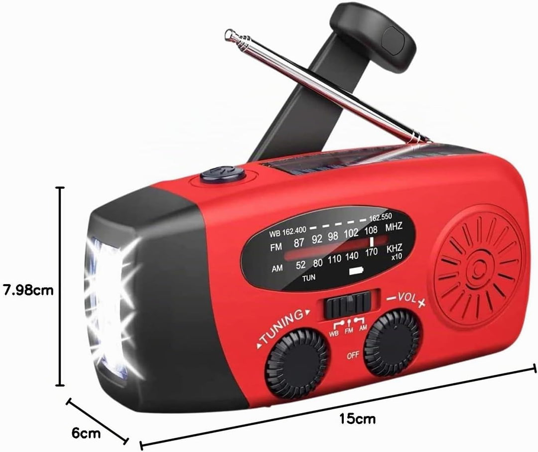 Notfall-Solarradio Solar Handkurbelradio AM/FM/NOAA Kurbelradio mit 1200mAh Akku Wiederaufladbare fü