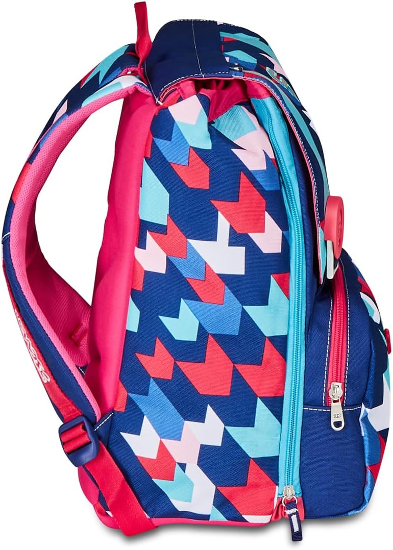 Seven Big Cherish Schulrucksack, faltbar, Blau/Rosa, ausziehbar, 28 l