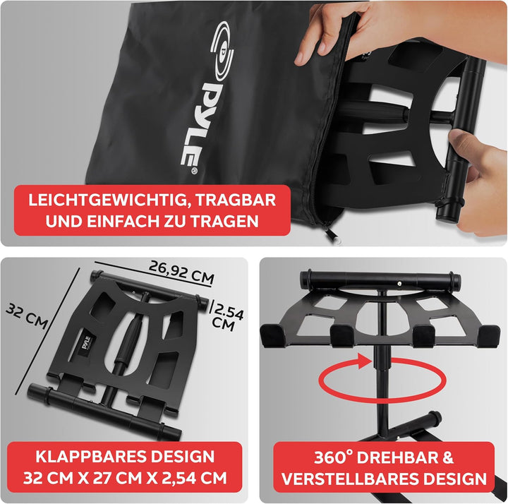 pyle Tragbarer, klappbarer Laptop-Ständer – Stehtisch mit verstellbarem Winkel, Faltbarer Höhe und 4