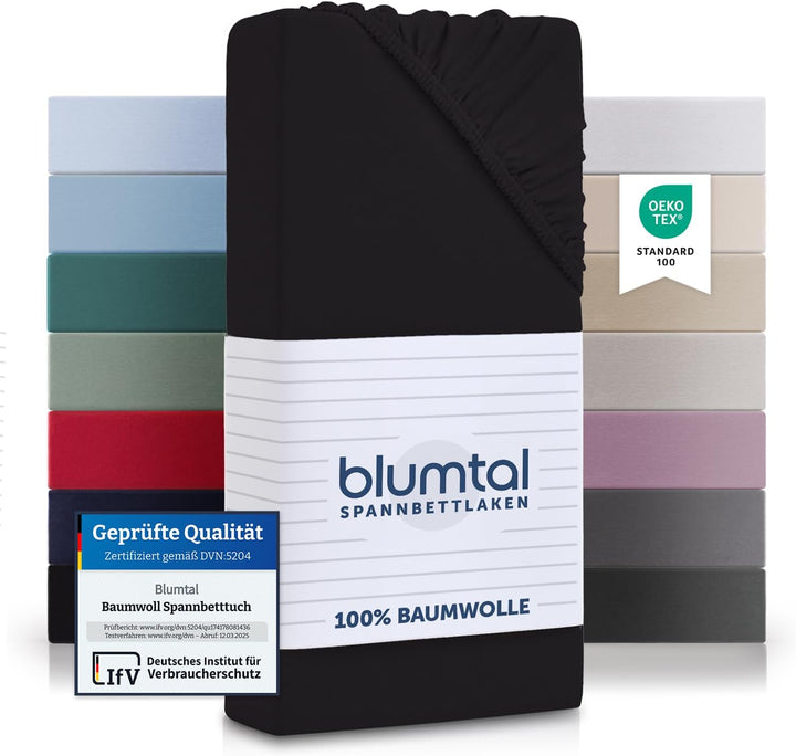 Blumtal® Basics Spannbettlaken 200x220cm Jersey - Bettbezug 200x220 cm aus 100% Baumwolle - Oeko-TEX