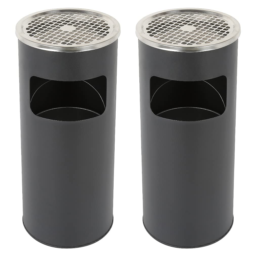 Mülleimer mit Aschenbecher für den Aussenbereich, Standaschenbecher aus Edelstahl mit Mülleimer, für