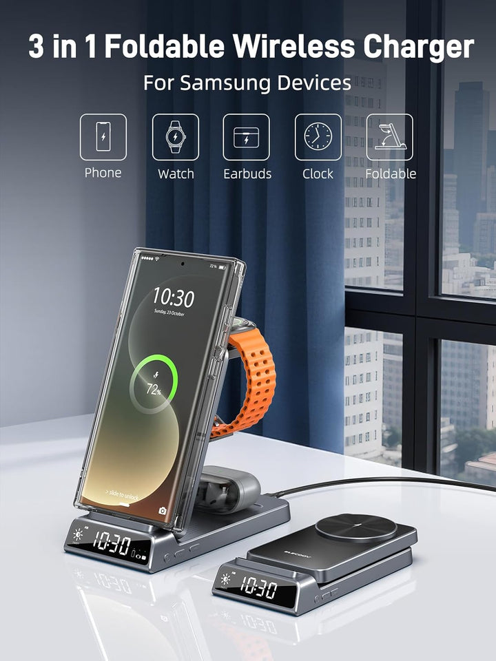 Magnetisches Kabelloses Ladegerät für Samsung, 3 in 1 Mag Safe Ladestation für Samsung Galaxy Z Fold