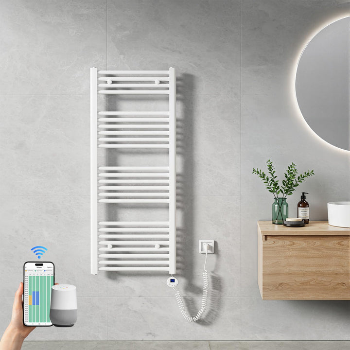 Heilmetz Handtuchheizkörper Elektrisch 1200 x 500 mm, Smart WiFi Thermostat Elektrischer Badheizkörp