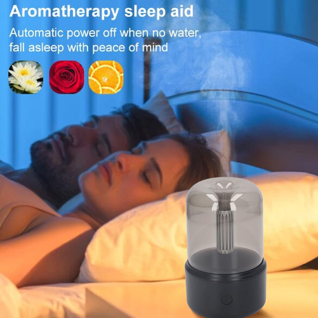Tragbarer Luftbefeuchter, 120 ml, Aroma-Luftbefeuchter mit Kerzen, Diffusor ätherische Öle, USB, tra