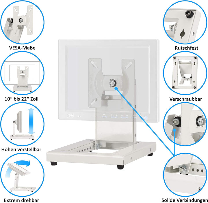 VSG24 Extreme Robuste Monitor Halterung, Flexible VESA 100x100 Tischhalterung, Bildschirm Standfuss