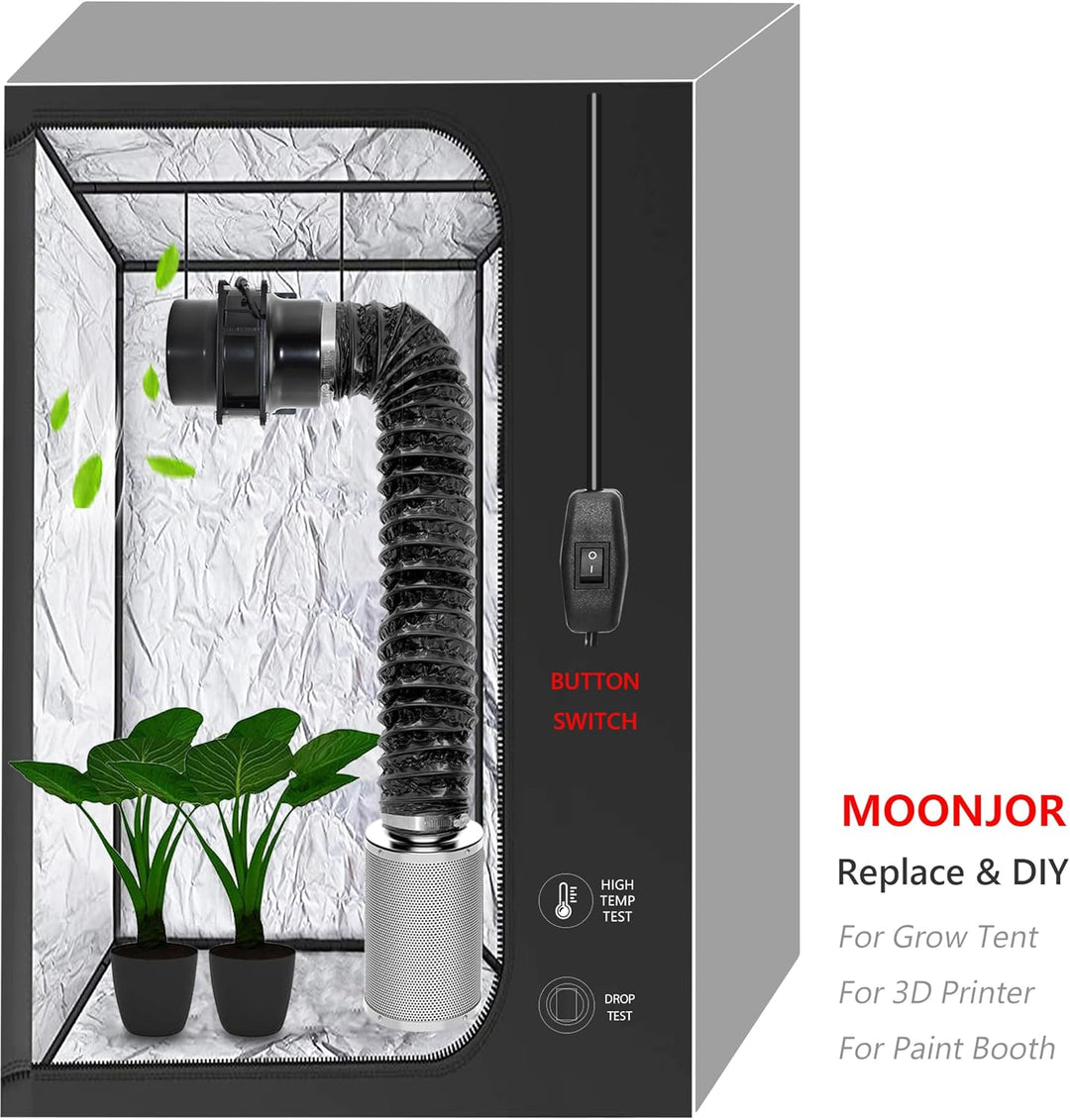 Moonjor 150mm Axial Rohrventilator, 323m³/h Abluftventilator Kanalventilator mit Ein-Aus Schalter, 2