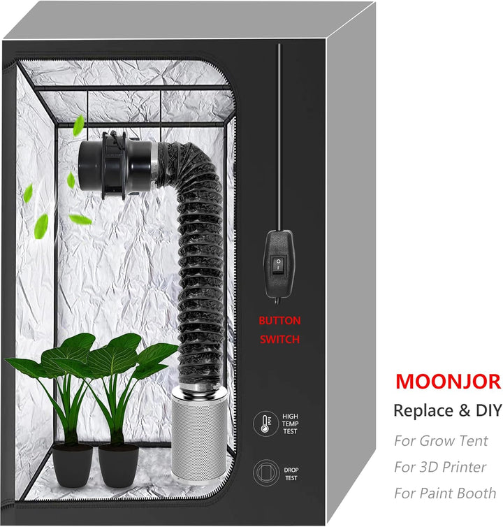 Moonjor 150mm Axial Rohrventilator, 323m³/h Abluftventilator Kanalventilator mit Ein-Aus Schalter, 2