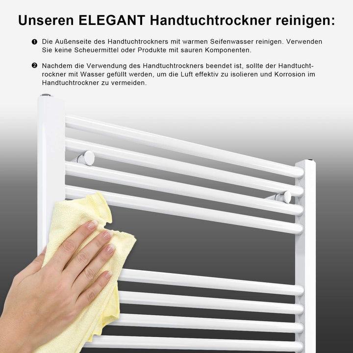 ELEGANT Heizkörper Bad 1600x400 mm Weiss Badheizkörper Mittelanschluss Handtuchwärmer Handtuchtrockn