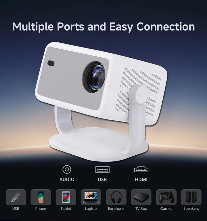 LQWELL® Beamer, Heimkino Projektor 1080P, unterstützt 5G WiFi, BT5.2 mit Android OS, 230 Grad Winkel