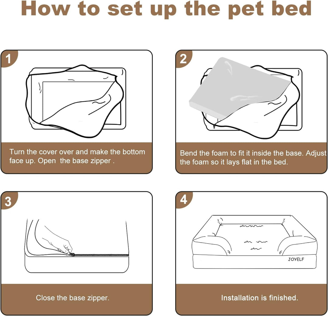 JOYELF Hundebett für grosse Hunde, Schaumstoff-Sofabett, Tierbett mit Kissen und Rutschfester Unters