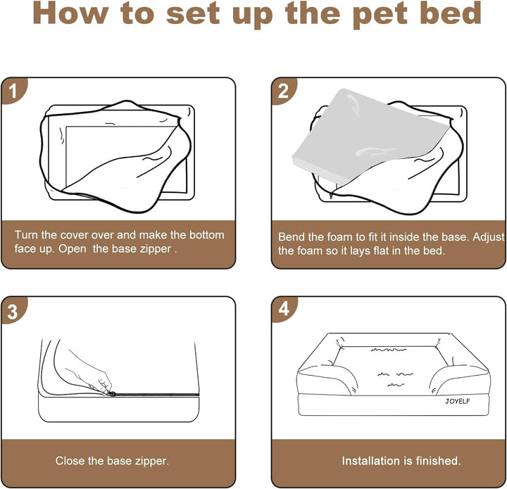 JOYELF Hundebett für grosse Hunde, Schaumstoff-Sofabett, Tierbett mit Kissen und Rutschfester Unters