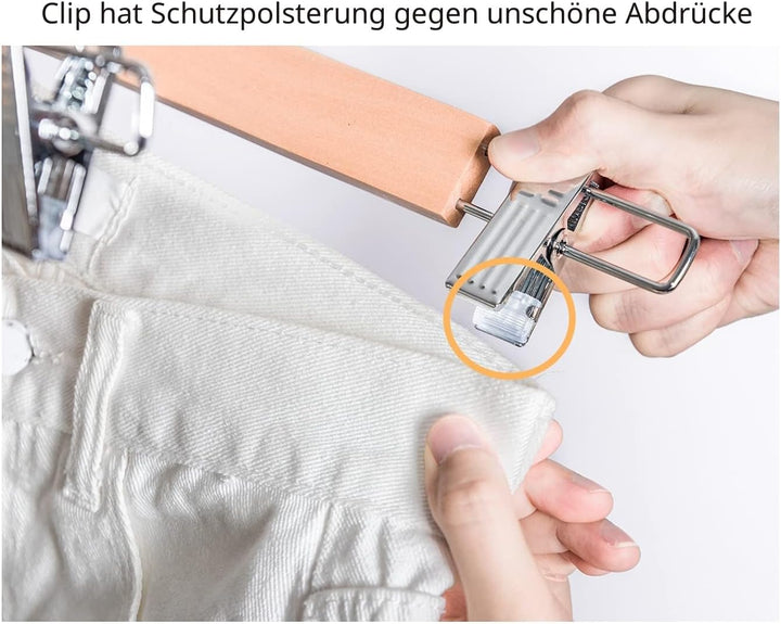 Amber Home 10 Stück 36cm Natürliche Kleiderbügel aus Holz, Robust und Glänzend Hosenbügel Aufhänger