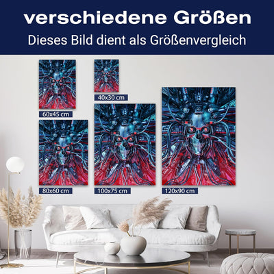 wandmotiv24 Leinwand-Bilder Technik, Grösse 40x30cm, Hochformat, Totenkopf verkabelt, Kopf, Schädel,