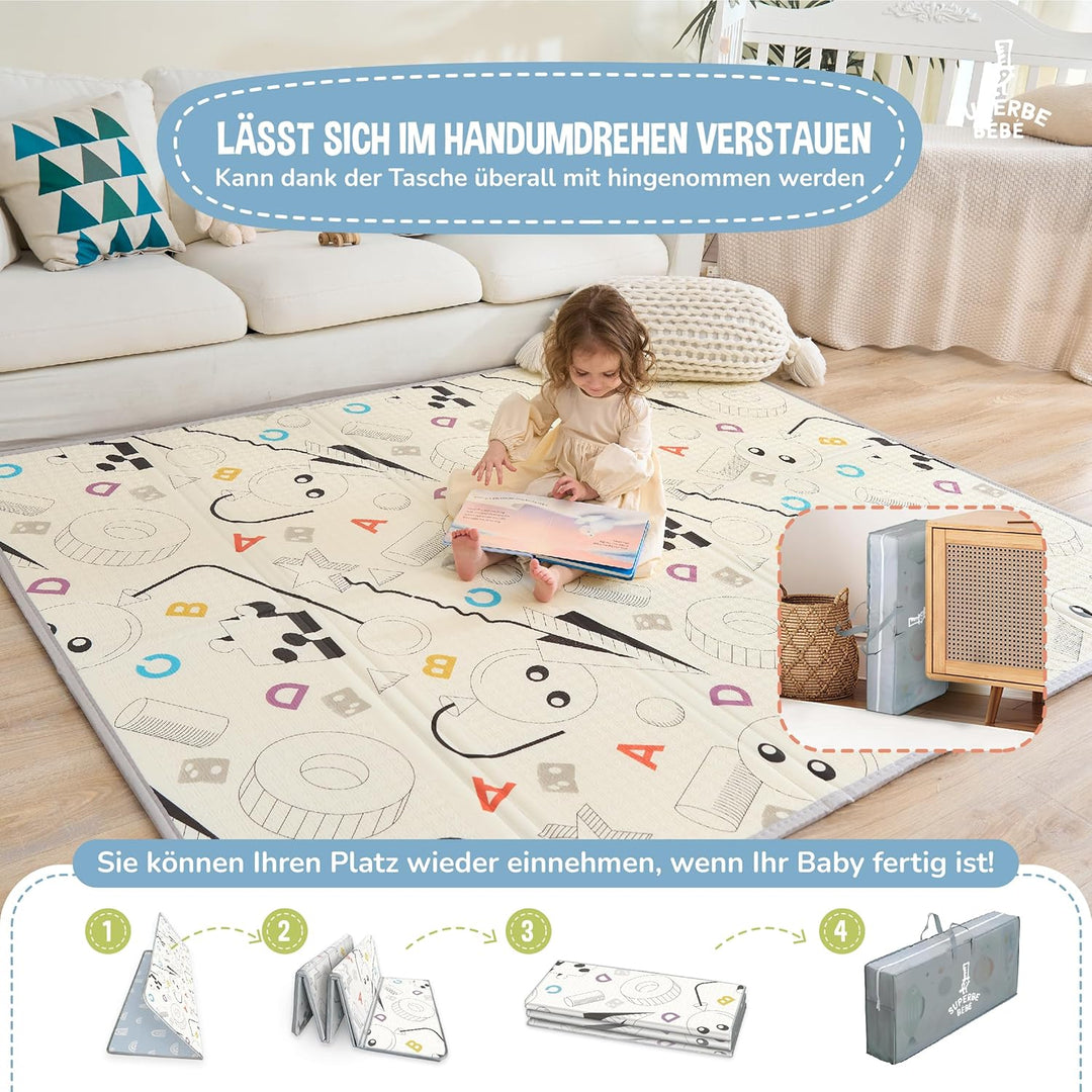Krabbelmatte Baby Faltbar Spielmatte Kinder Spieldecke 180x200x1.5cm Krabbeldecke Für Baby - Babymat