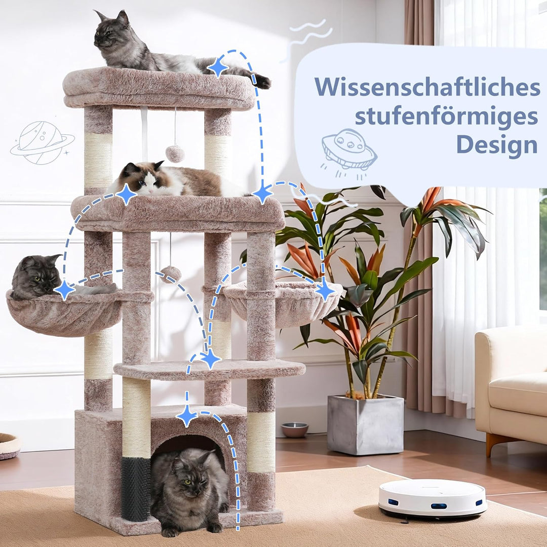 Hey-brother Kratzbaum, Katzenbaum für Grosskatze und Maine-Coon-Katzen, mehrstöckiger Stabil Katzenk