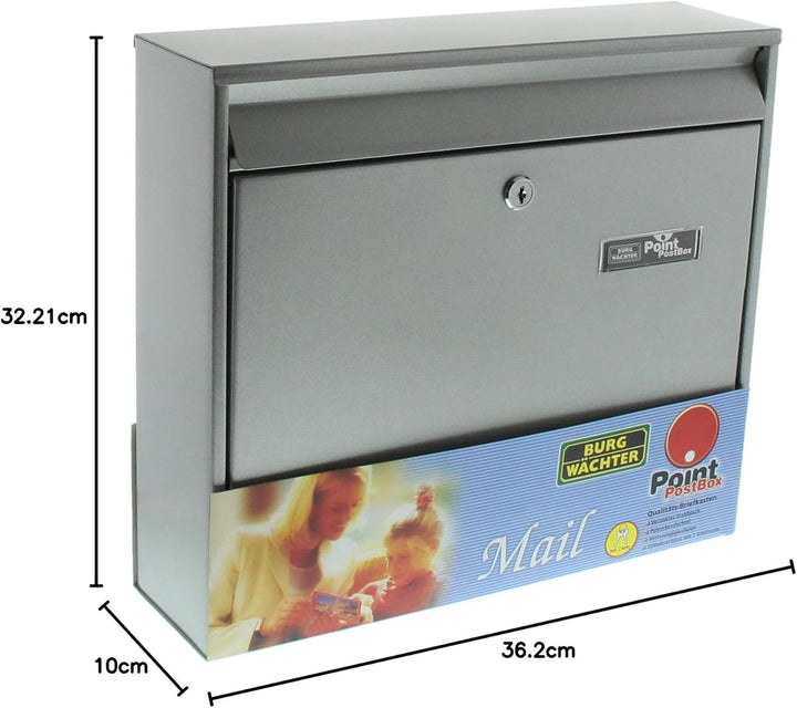 Burg-Wächter Briefkasten, Briefkastenanlagen geeignet, A4 Einwurf-Format, Verzinkter Stahl, Mail 587
