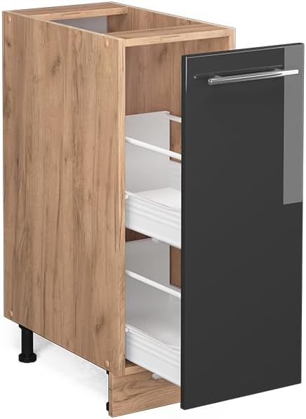 Vicco Apothekerschrank Fame-Line, Anthrazit Hochglanz/Goldkraft Eiche, 30 cm ohne Arbeitsplatte Apot