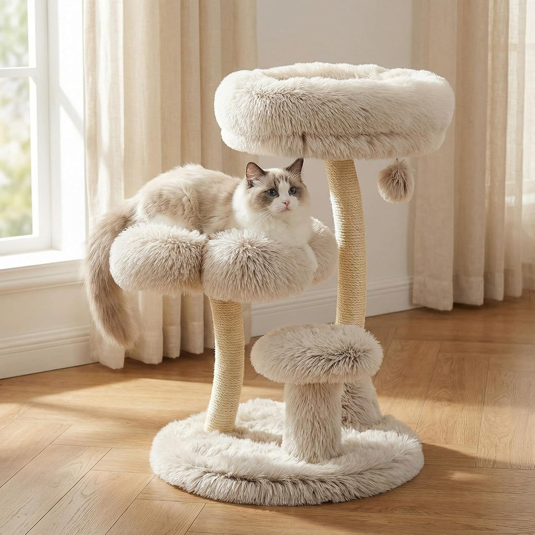 Fudajo Designer Kratzbaum 49 x 49 x 74 cm, Katzenkratzbaum mit Plüsch und Sisal, Kletterbaum für Kat