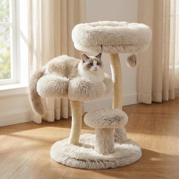 Fudajo Designer Kratzbaum 49 x 49 x 74 cm, Katzenkratzbaum mit Plüsch und Sisal, Kletterbaum für Kat