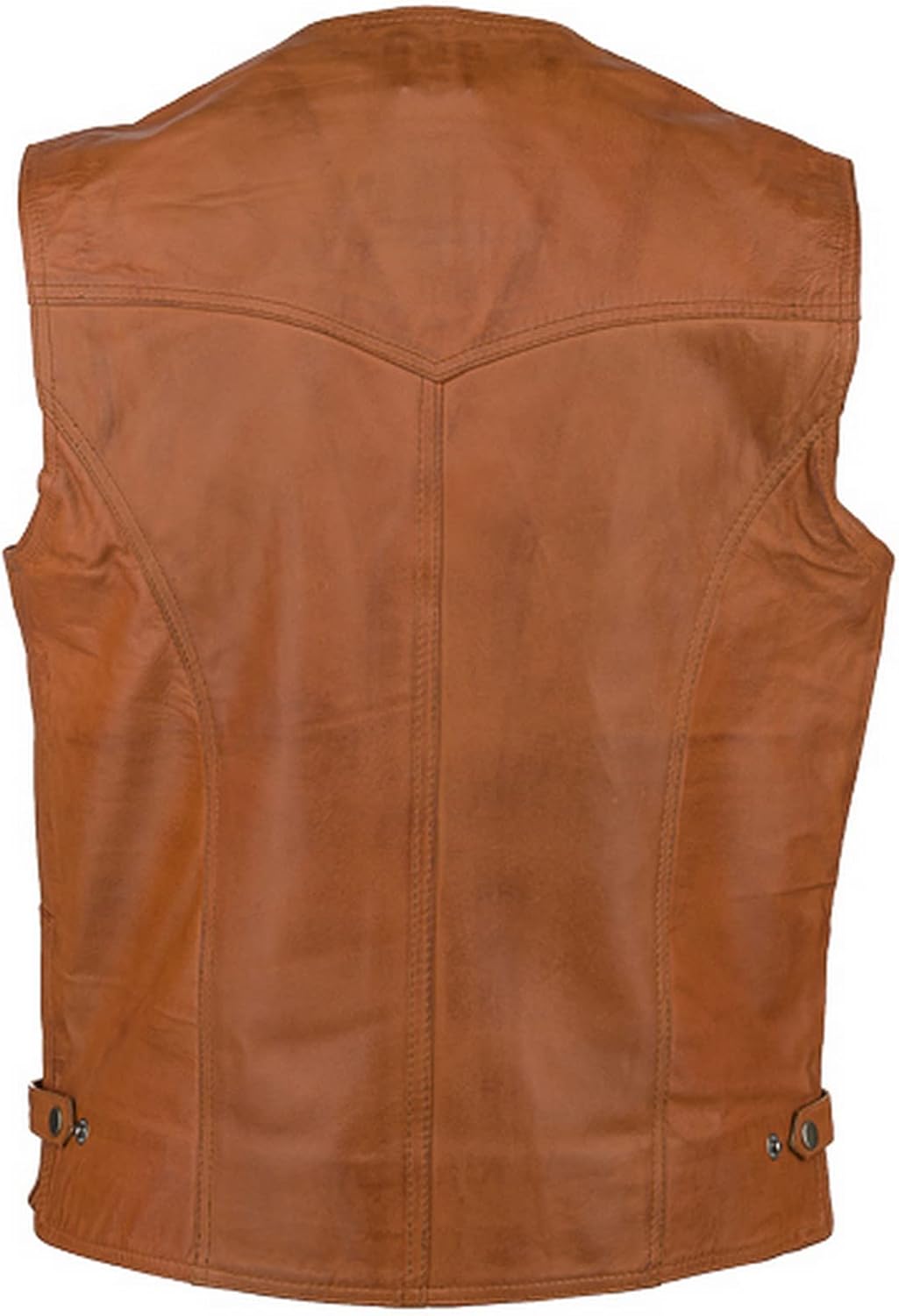URBAN 5884 Bikergilet aus echtem Leder, bequemes Schafsfell, Bikergilet mit Knopfverschluss S cognac