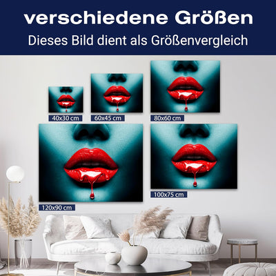 wandmotiv24 Leinwandbild 260 g/m² - Kunstdruck auf Leinwand - Wandkunst - Wandbild mit Frauen Lippen