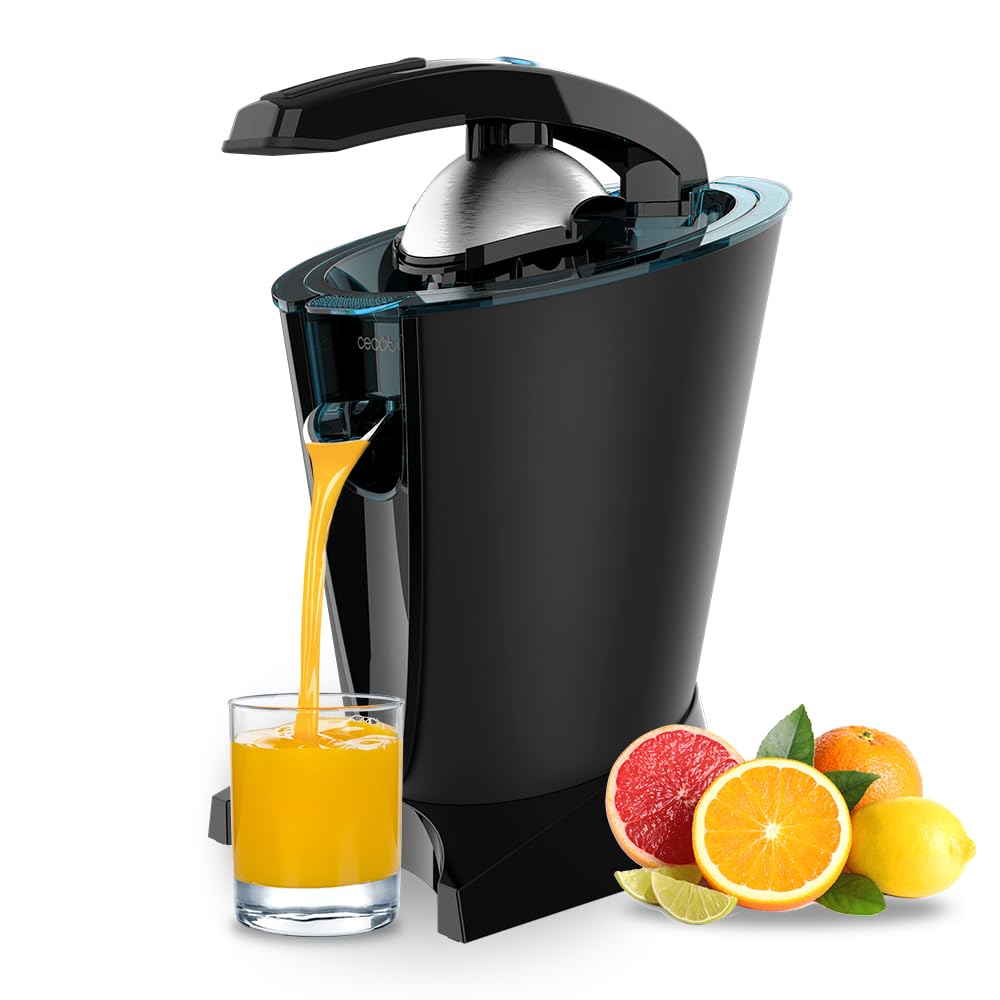 Cecotec Elektrische Arm-Zitruspresse EssentialVita Hyden 600. 600 W, Edelstahlsieb, 2 abnehmbare Keg