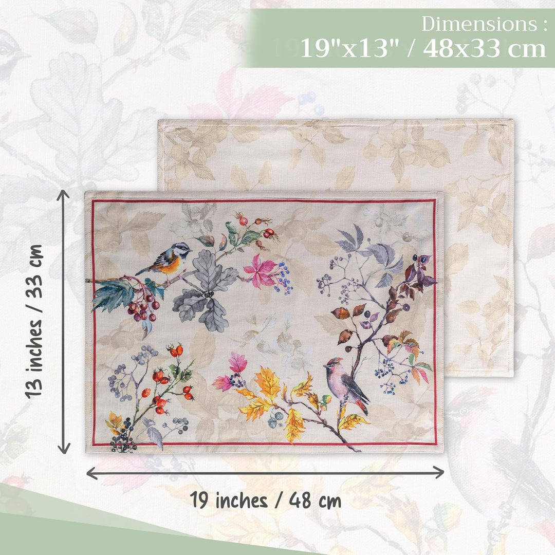 Maison d' Hermine Stoff-Tischsets, 100% Baumwolle Set mit 4, 33cm x 48cm dekoratives, waschbares Ost