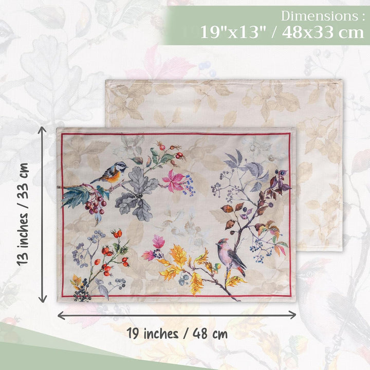 Maison d' Hermine Stoff-Tischsets, 100% Baumwolle Set mit 4, 33cm x 48cm dekoratives, waschbares Ost