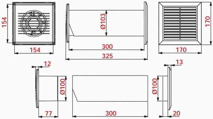 Awenta 4in1 Heissluftverteiler Turbine Ventilator + Thermostat + Zubehör