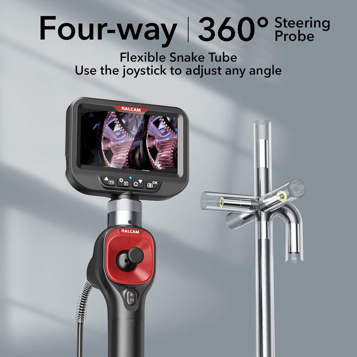 Ralcam Endoskopkamera 6,2mm Endoscope Camera - 360° Endoskop Schwenkbarer 4,3" HD 720P Inspektionska